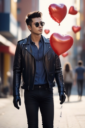 亚洲时尚街拍戴墨镜帅哥图片